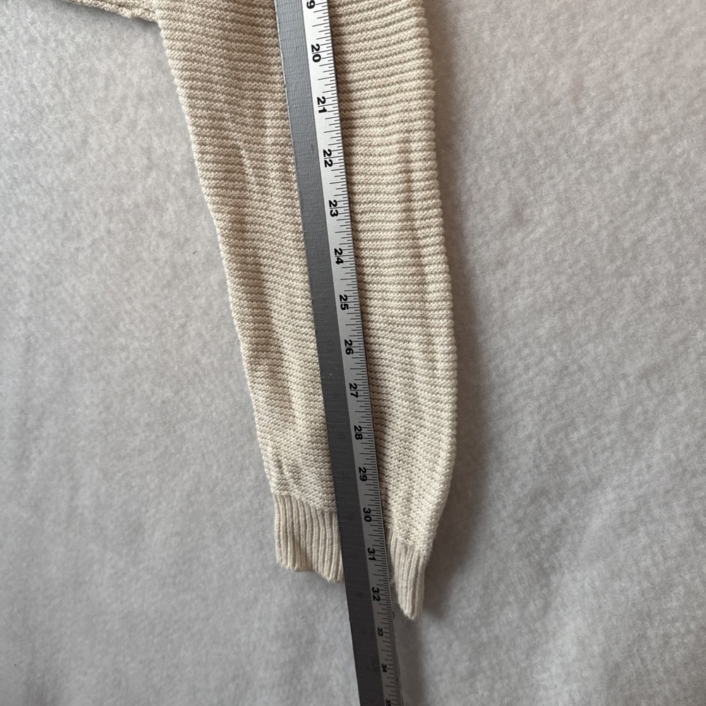 Abound Cream Cropped Knit Long Sleeve Sweater M Quiet Luxury Transitional Layer - Picture 9 of 10